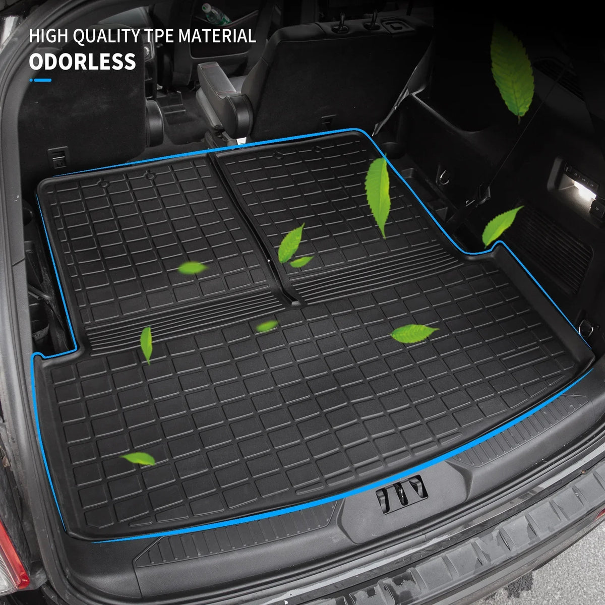 Fit 2020 2021 2022 2023 Ford Explorer Cargo Liner TPE All Weather Trunk Mat Back Seat Cover Protector for 6&7 Passenger Explorer Accessories (Trunk Mat with Backrest Mat)