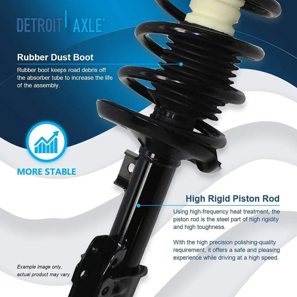 Detroit Axle - Front Struts w/Coil Springs for 2004-2012 Chevy Malibu, 2005-2010 Pontiac G6, 2007-2009 Saturn Aura, 2pc Front Struts Complete Assembly 2006 2008 2010 2011 Replacement