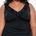 Ralph Lauren BLACK Plus Size Tummy-Control Underwire Ruffled Tankini Top, US 20W