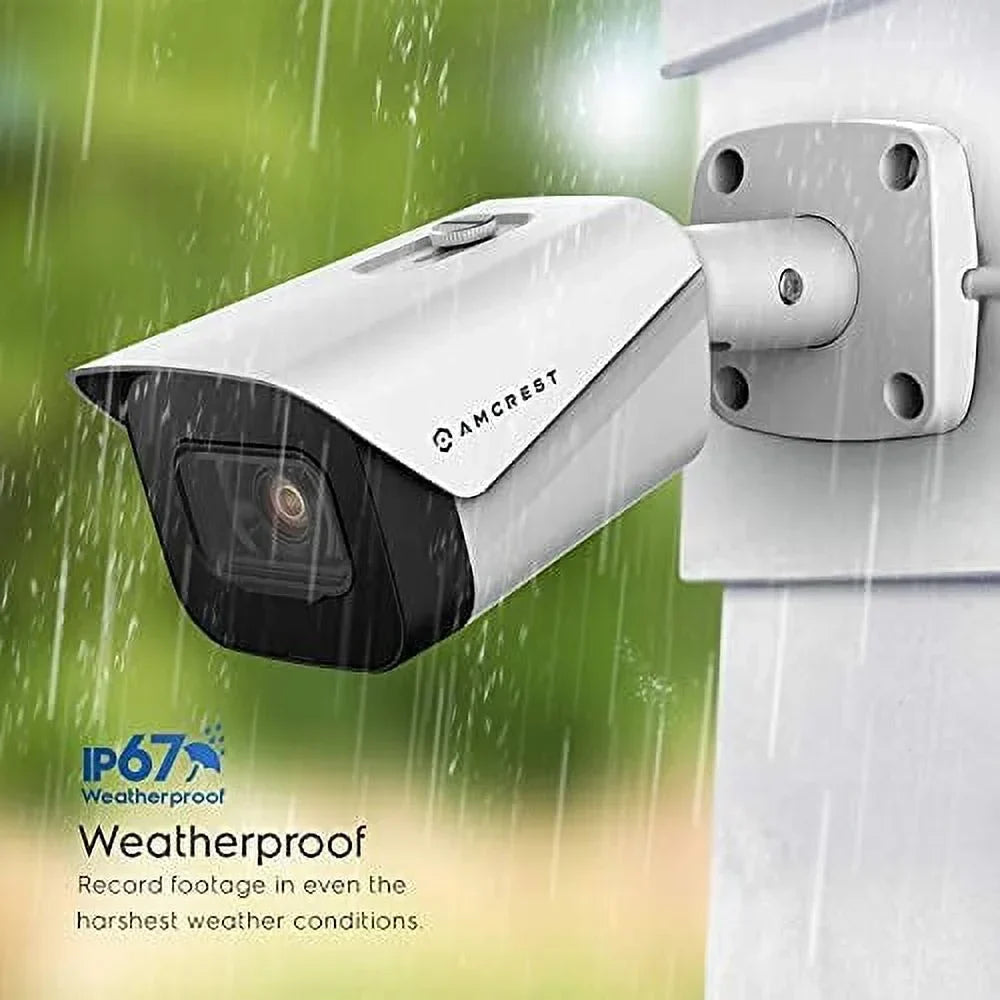 2-Pack Amcrest UltraHD 4K (8MP) Bullet POE IP Camera, 3840x2160, 131ft NightVision, 2.8mm Lens, IP67 Weatherproof, MicroSD Recording, White (2PACK-IP8M-2496EW)
