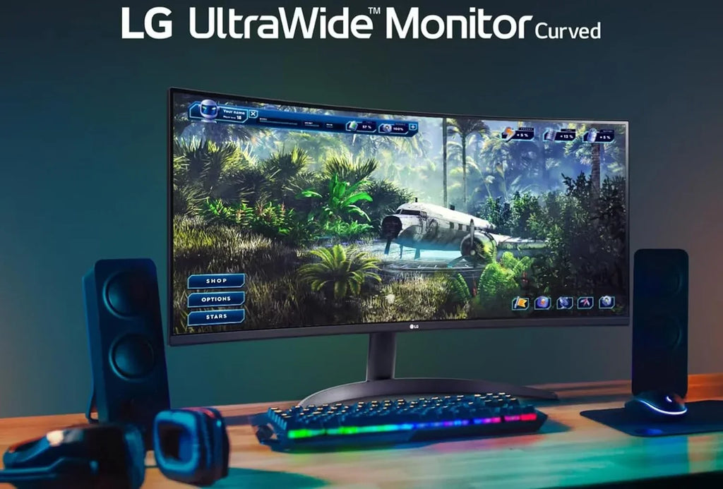 LG 34'' Curved Gaming Monitor, 160 Hz Refresh Rate, 99% sRGB, 3440 x 1440 Display, HDR 10, AMD FreeSync Premium, Bundle With Cefesfy USBHUB