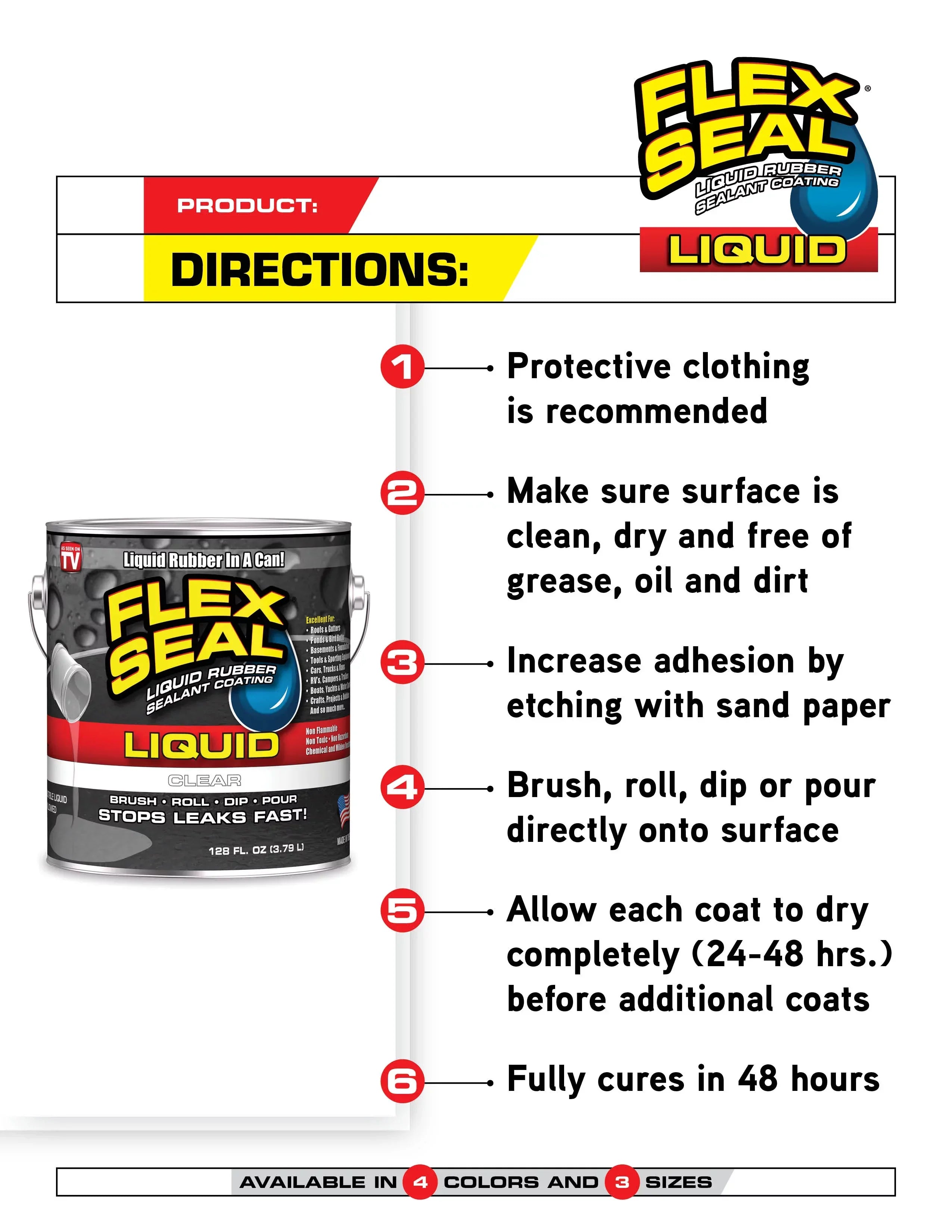 Flex Seal Liquid Rubber Sealant Coating, 1 Gallon, Clear