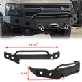 HECASA Front Bumper W/ D-Rings for 2007-2013 Chevy Silverado 1500 Push Bar 3-Piece Modular 2008 2009 2010 2011 2012 2013