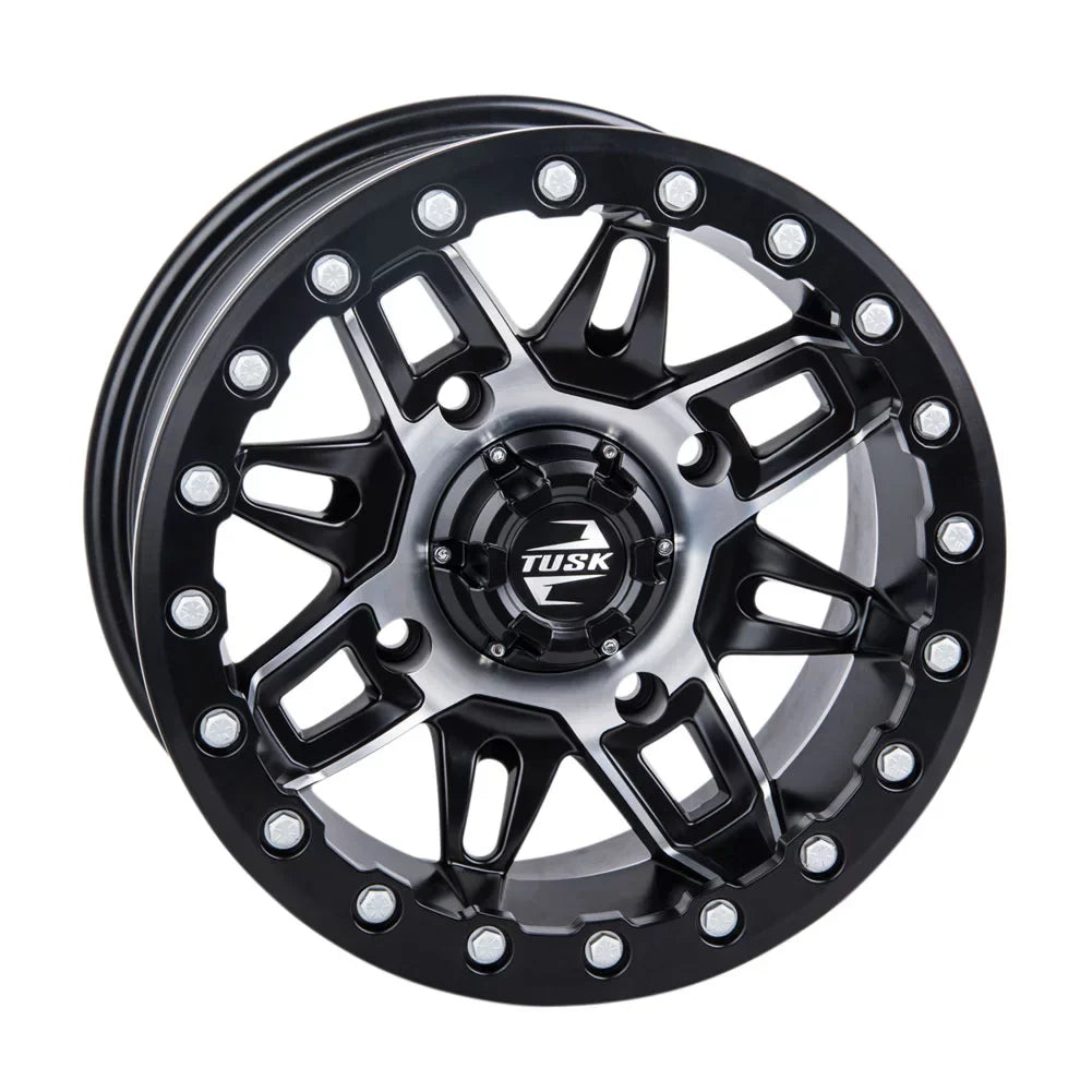 (4 Pack) 4/137 Tusk Wasatch Beadlock Wheel 15x7 5.0 + 2.0 Machined/Black For CAN-AM Defender HD10 Pro DPS 2020-2022