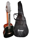 12/6 Strings Acoustic Double Neck, Double Sided Busuyi Guitar 2021 PT BlackBrown