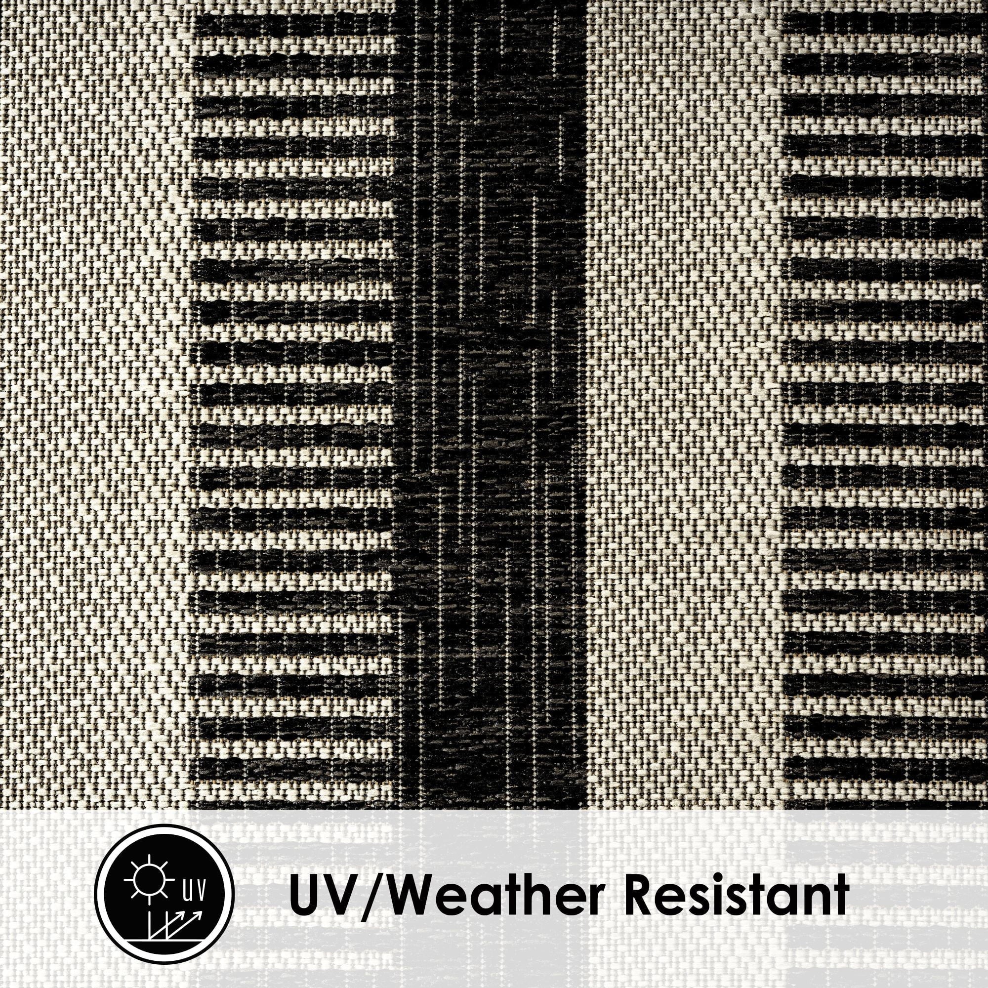 Nicole Miller New York Patio Country Charlotte Modern Striped Indoor/Outdoor Area Rug, Black/Grey, 5'2"x7'2"