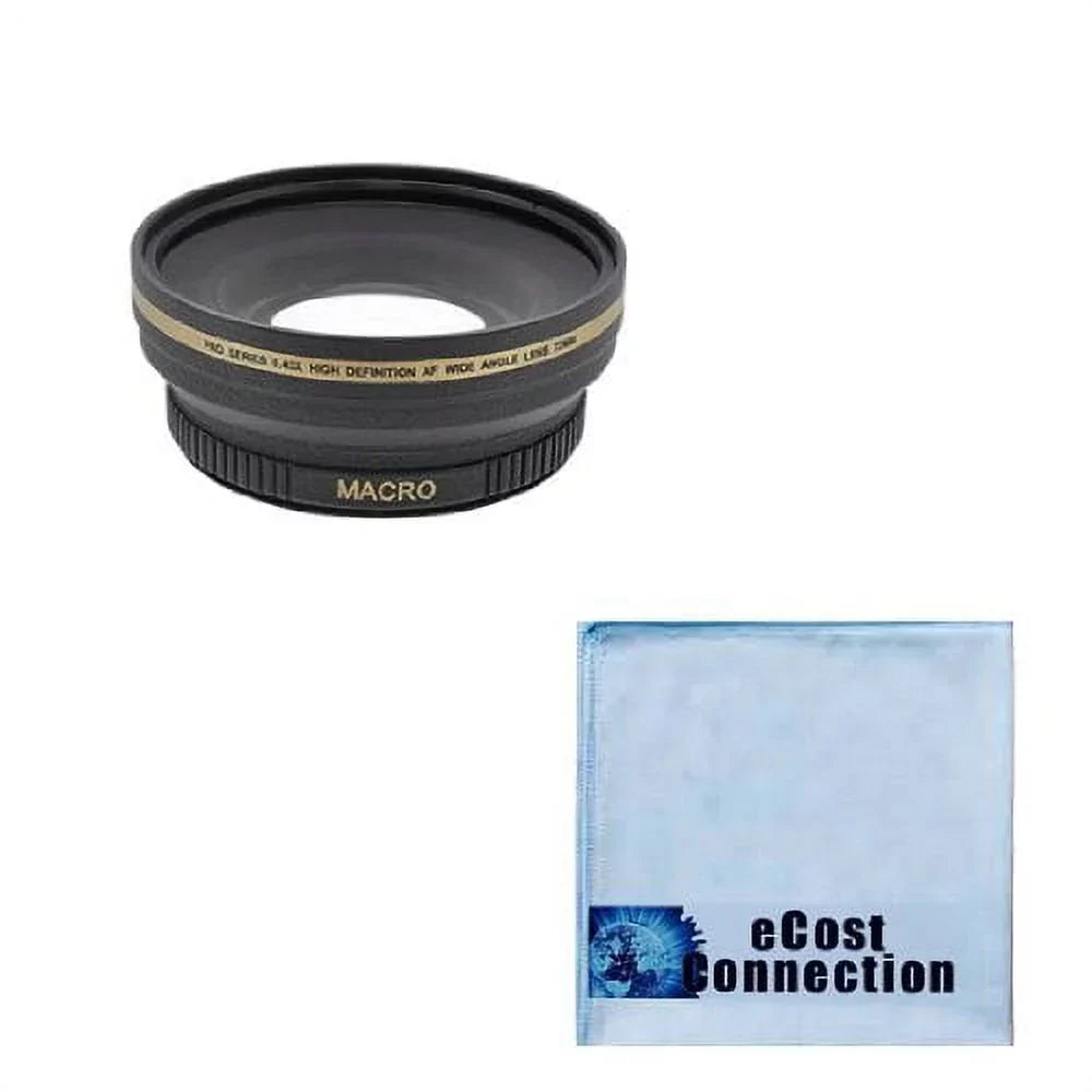 Pro Series 72mm 0.43x Wide Angle Lens  & an eCostConnection Microfiber Cloth