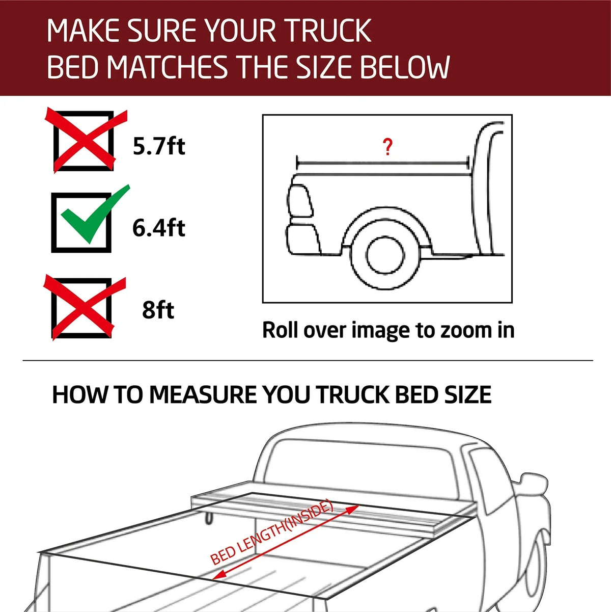 Kikito Professional FRP Hard Tri-Fold Truck Bed Tonneau Cover for 2003-2024 Ram 1500 2500 3500 6.4ft (74.6in) Bed Without | Rambox & Deckrail System |