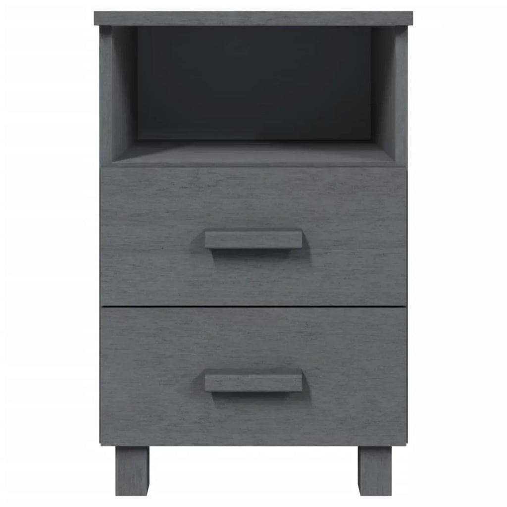 Irfora Bedside Cabinets HAMAR 2 pcs Dark Gray 15.7"x13.8"x24.4" Solid Wood