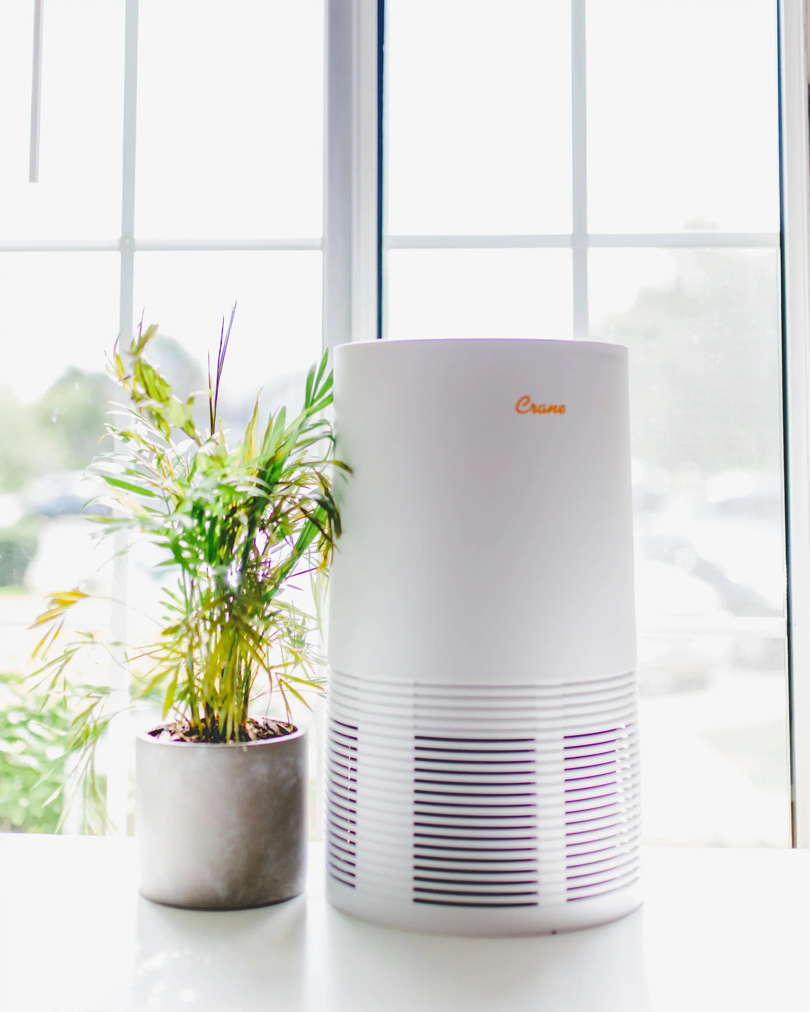 Crane - USA True HEPA Tower Air Purifier with UV Light, 300 Sq feet Coverage, White