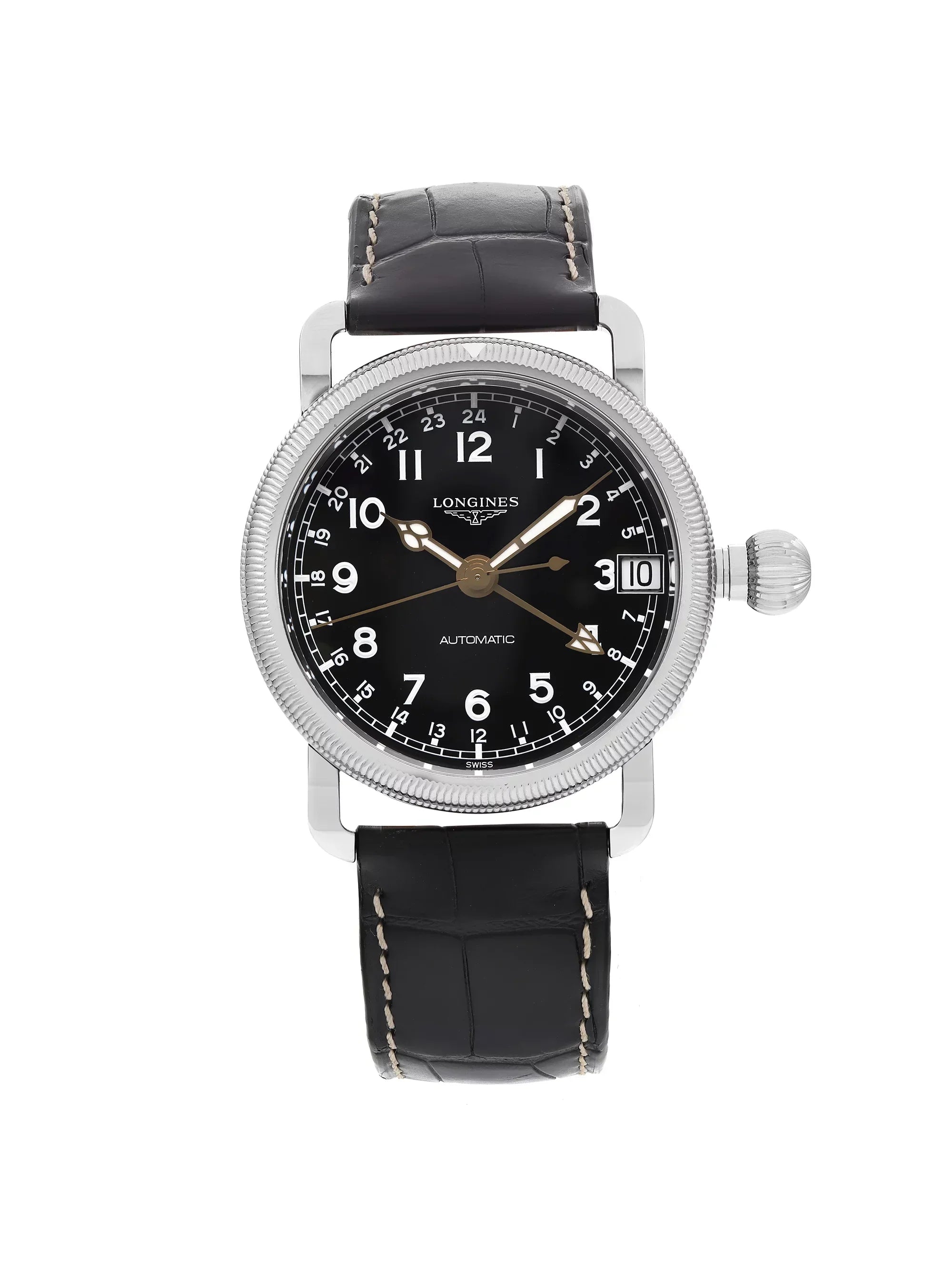 New Longines Heritage Avigation GMT Steel Black Automatic Watch L2.778.4.53.2