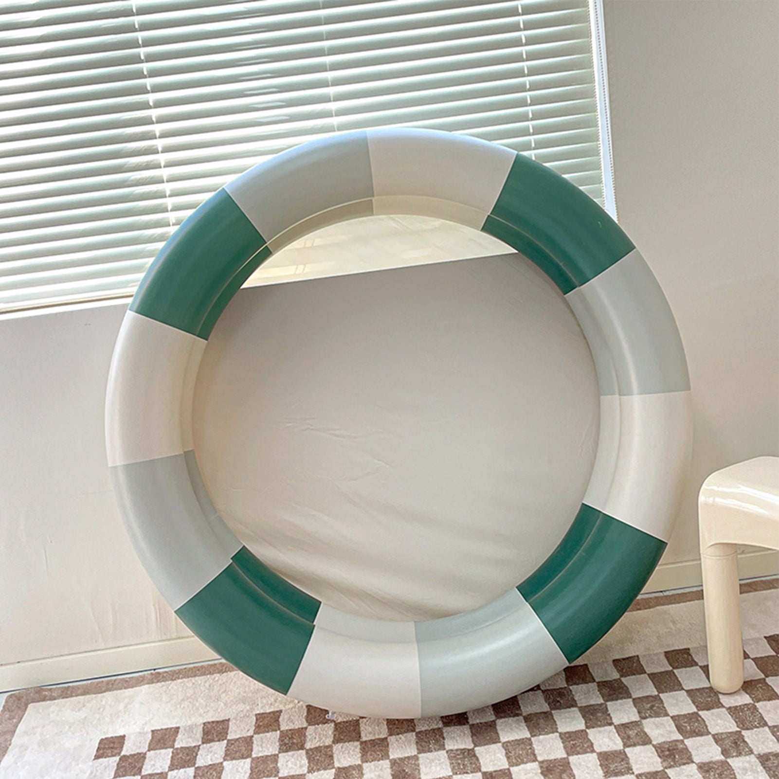 Buumin Inflatable Pool Baby Retro Blow Up Swimming Pool Family Cute Style Thickened Water Pool Green Stripe