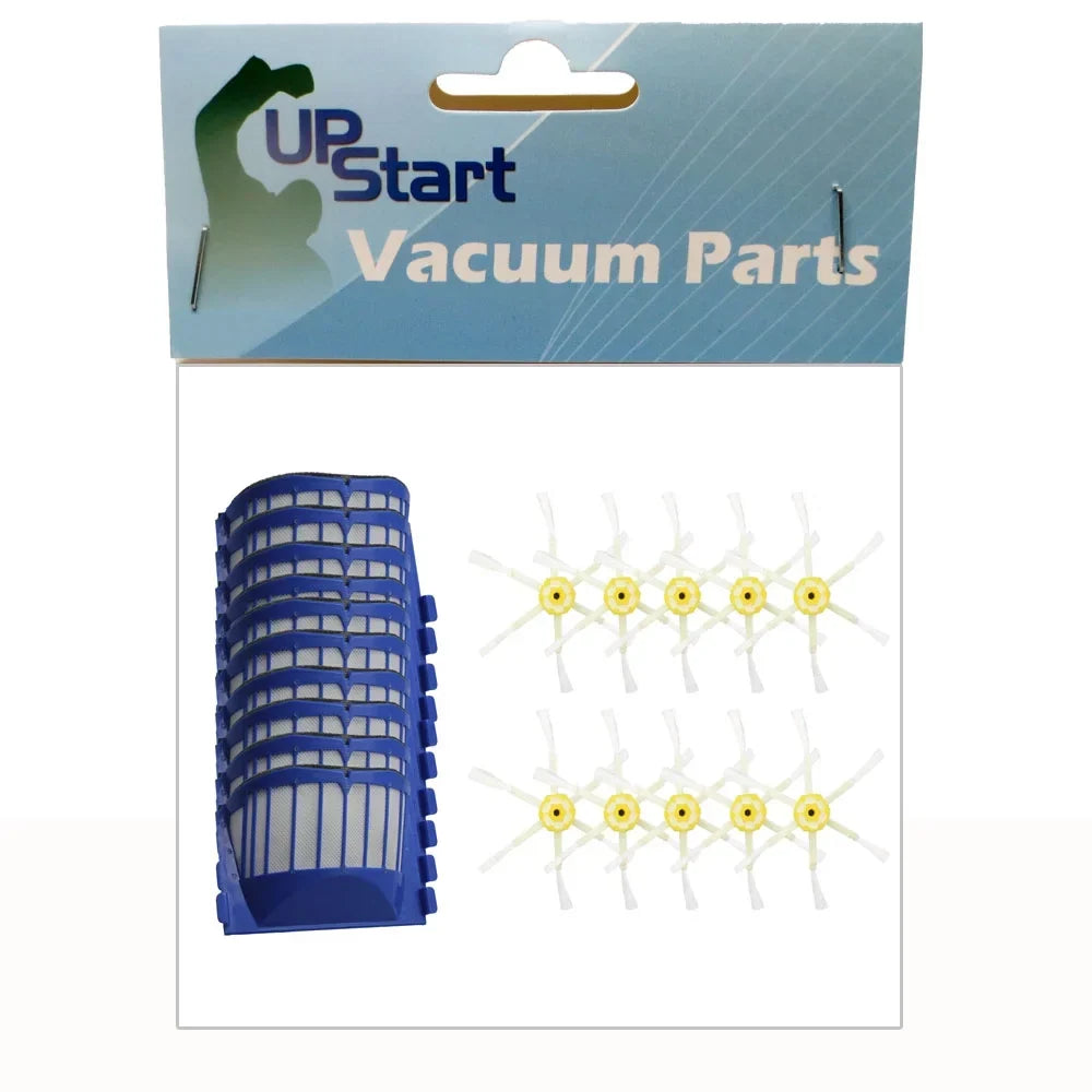 iRobot Roomba 620 Filters and Side Brushes  - Kit Includes 10 AeroVac Filters and 10 6-Arm Side Brushes