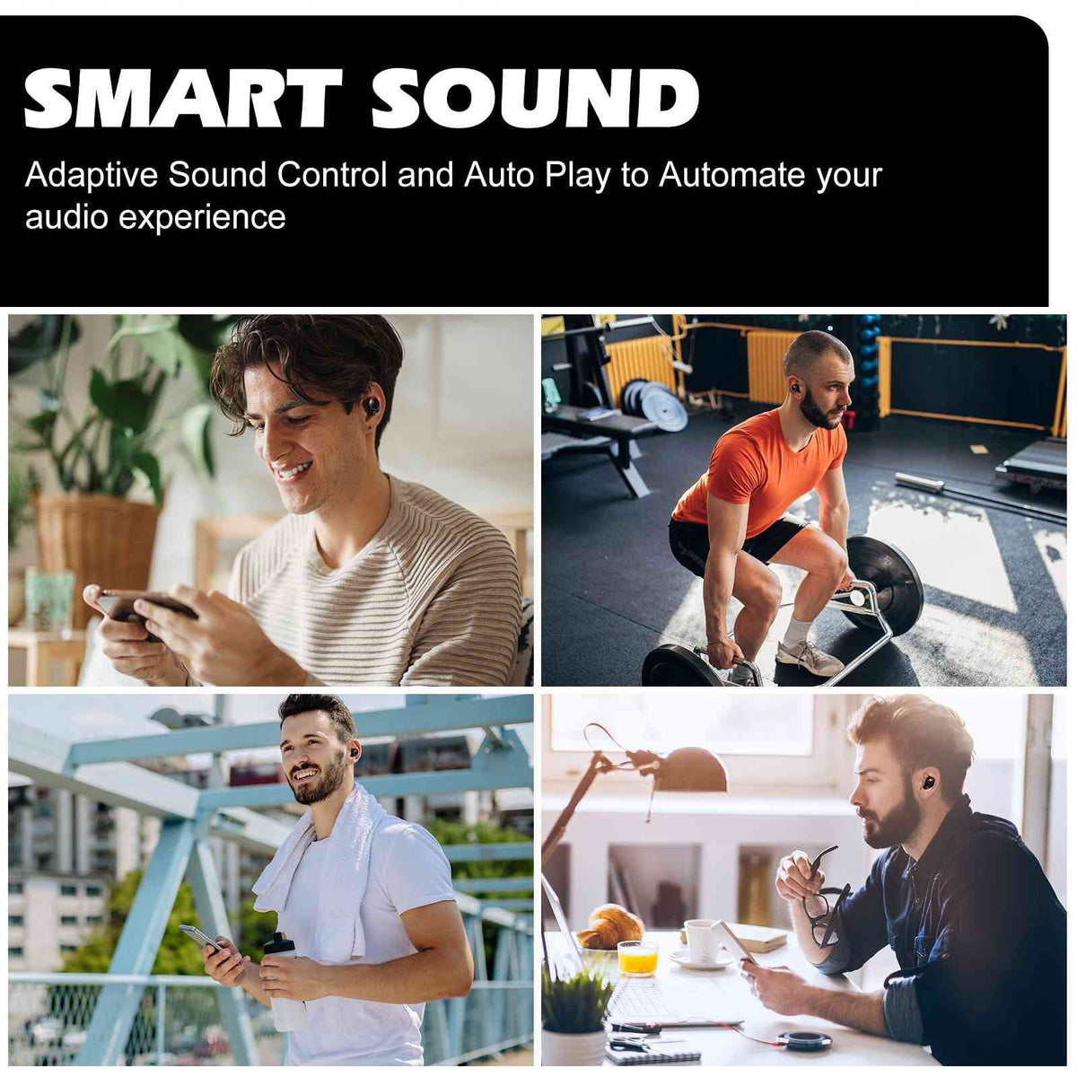 UrbanX True Wireless Bluetooth Earbuds + Charging Case, Black, Dual Connect, IPX5 Water Resistance, Bluetooth 5.2 Connection, Balanced, Bass Boost Compatible with Lenovo K14 Plus