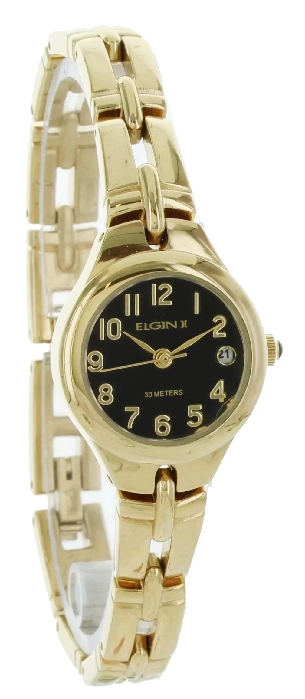 Elgin Women's Round Analog Date Gold Tone Bracelet Style Watch