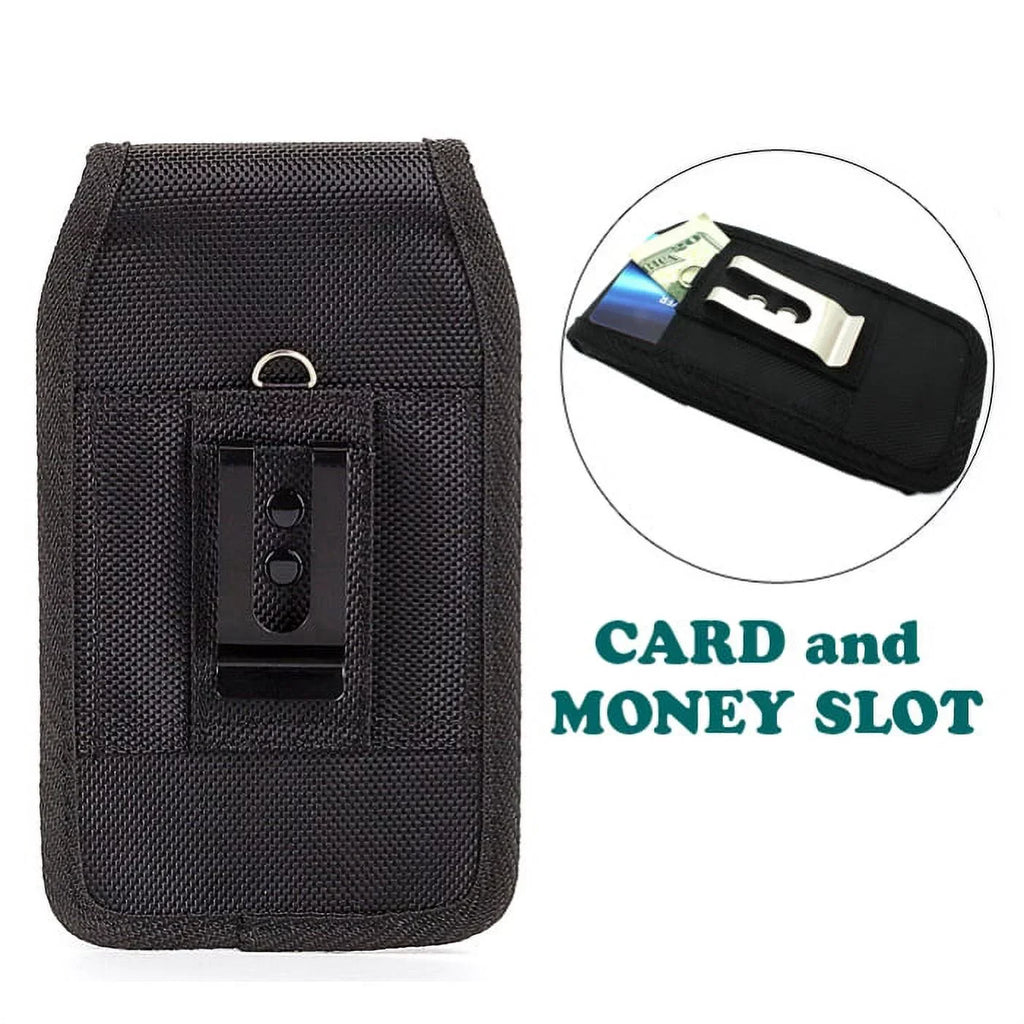Rugged Durable Canvas Case Holster Metal Belt Clip w Black Durable Braided 10ft Long Type-C Cable Rapid Charger Sync USB Wire Y4P for Nokia 3.1 Plus - OnePlus 5T, 6, 6T, 7 Pro - Razer Phone 2