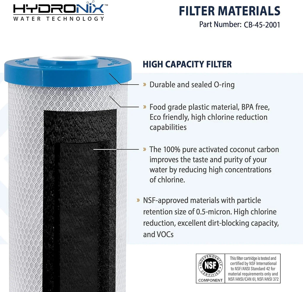 Hydronix CB-45-2001 Replacement Carbon Water Filter  20-inch x 4.5-inch 1 Micron