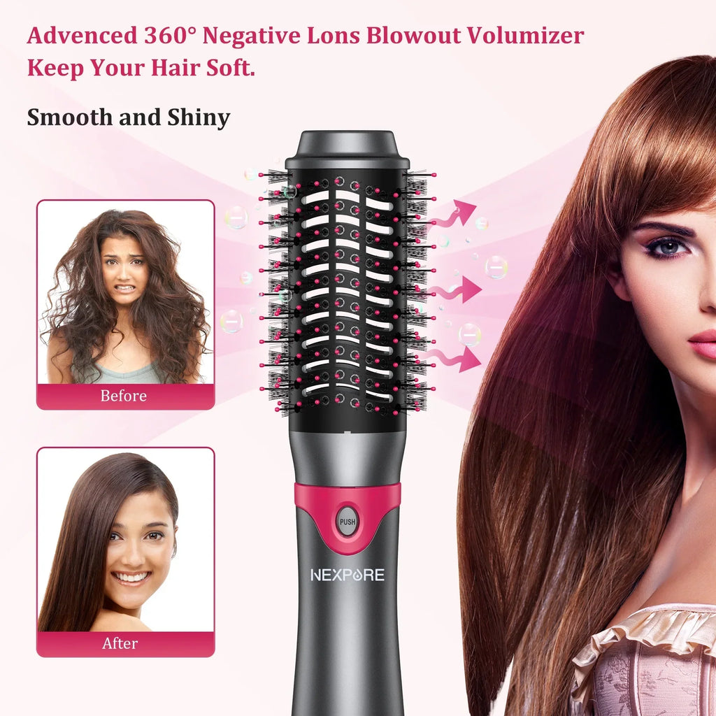 NEXPURE 5 in 1 Multifunctional Hair Dryer Styling Tool, Detachable Salon 5-in-1 Multi-Head Hot Air Comb,Negative Ion Automatic Suction Hair Curler for Women