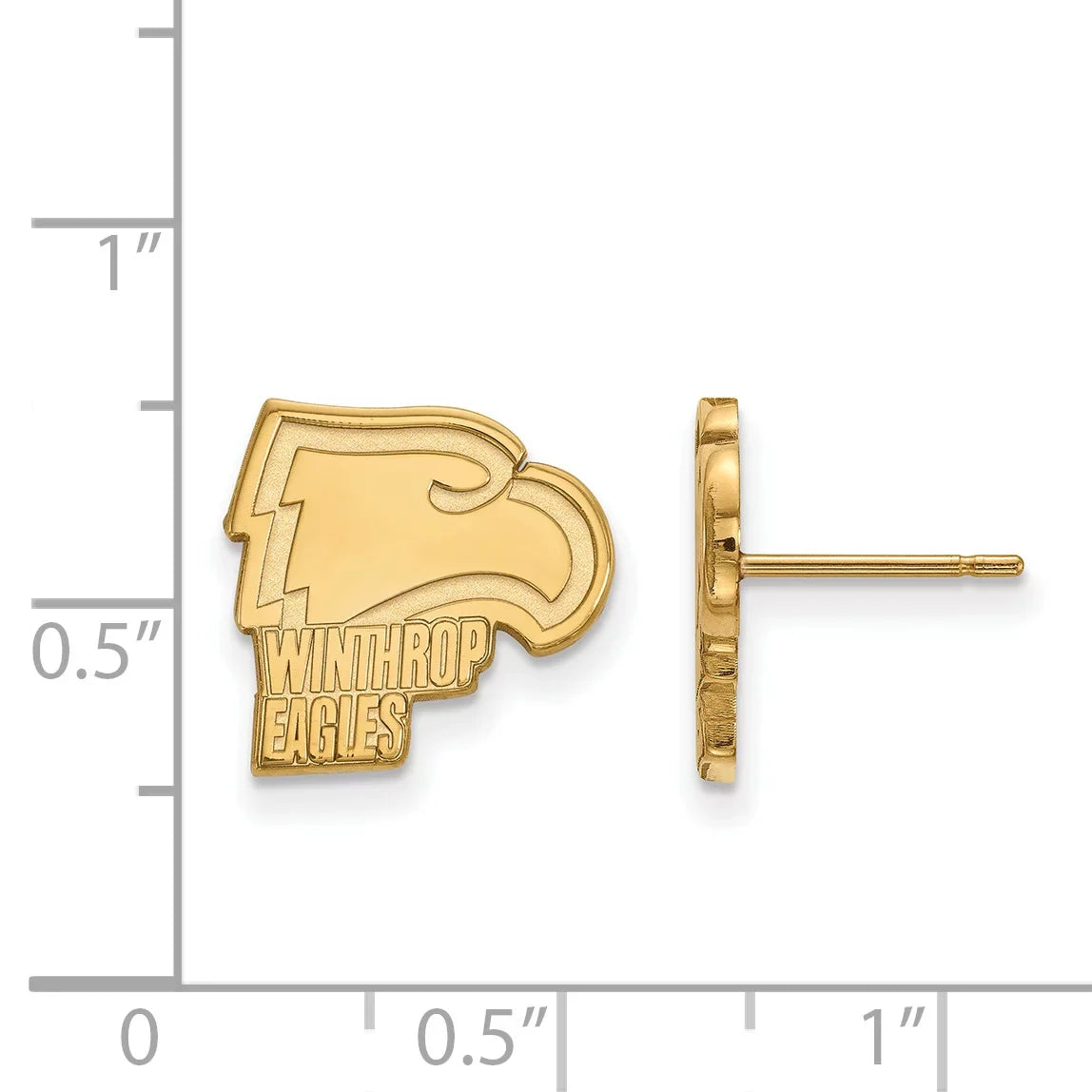 10k Yellow Gold Official Licensed Collegiate Winthrop University (WU) Small Post Earrings