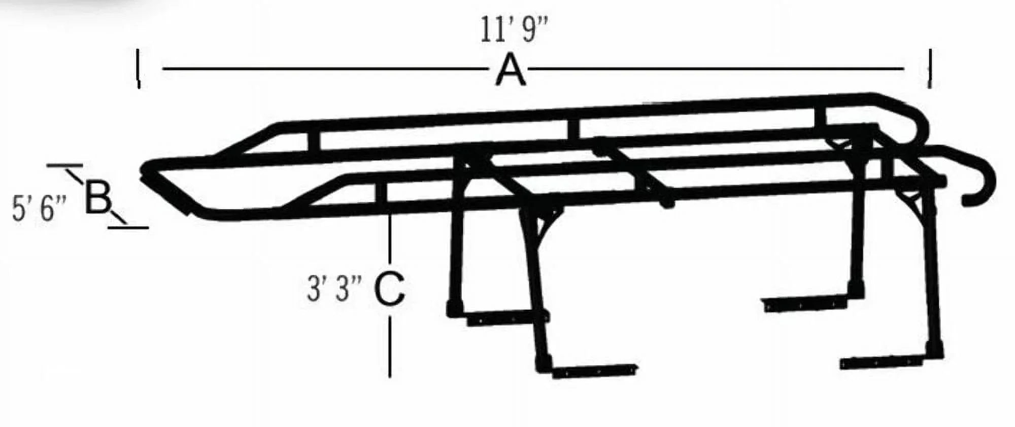 TrailFX FCLR001B 1500 lbs. Capacity Adjustable Steel Ladder Rack