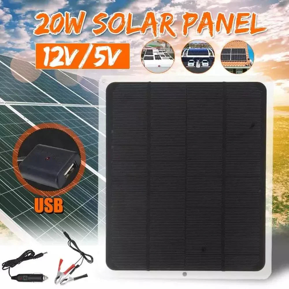 Radirus Portable Solar Panel 20W for Camping Hiking Removable Recharging Tool