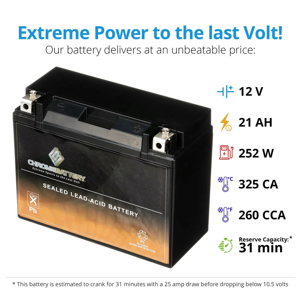 Chrome Battery Y50-N18L-A3 (50-N18L-A3 12 Volt,20 Ah, 260 CCA) Snowmobile Battery for Yamaha 700cc Sxv700er Viper Er 2004