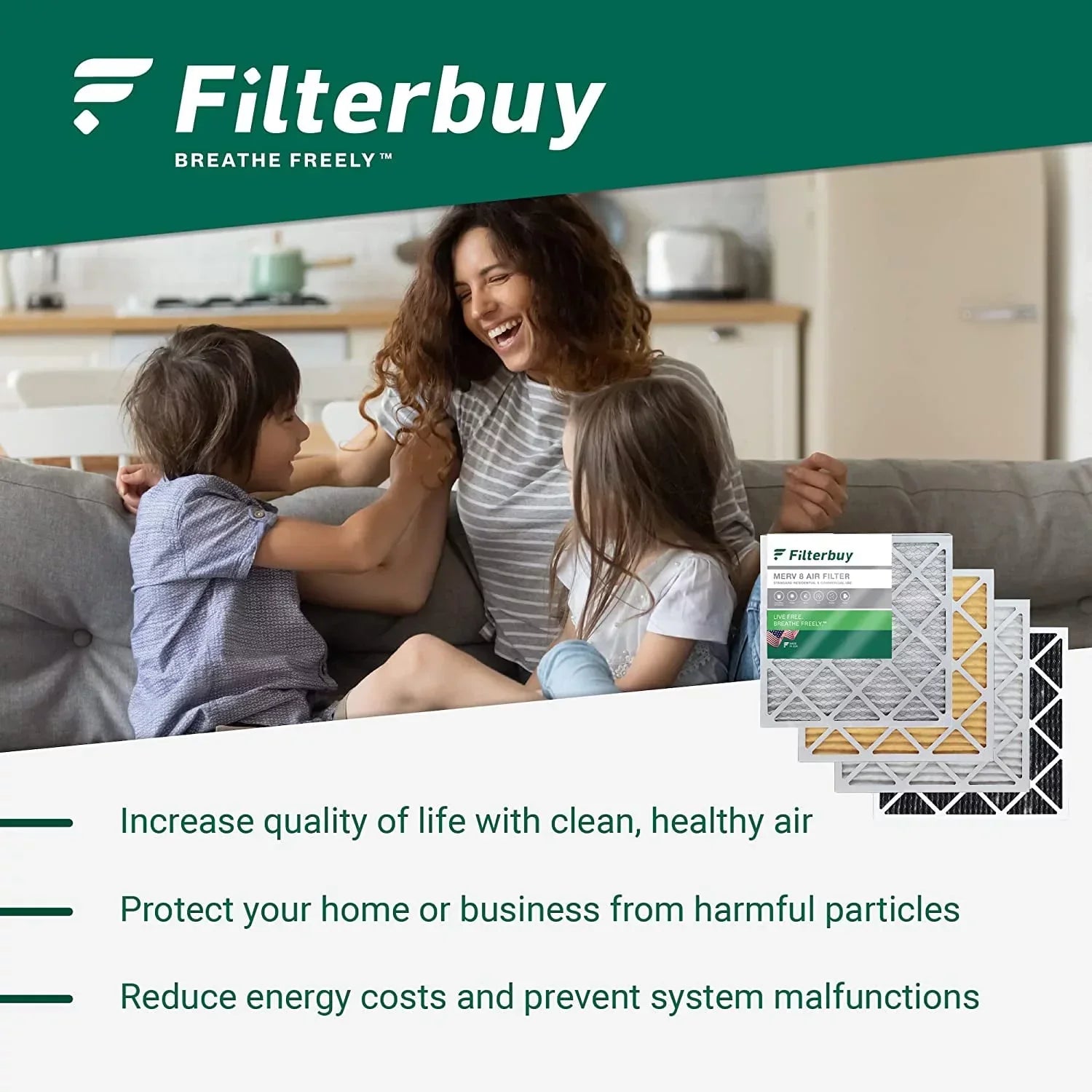 Filterbuy 25x32x1 MERV 11 Pleated HVAC AC Furnace Air Filters (3-Pack)
