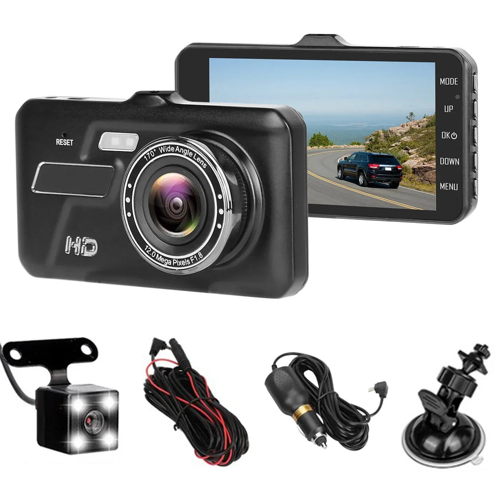 Front and Rear 1080P Dashcams for Cars iMounTEK Dual Dash Cam with 4in Touch IPS Screen Car Camera Driving Recorder for Taxi