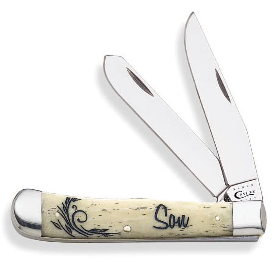 WR Case XX Pocket Knife 7948 NATURAL SMOOTH BONE TRAPPER-SON(6254 SS)
