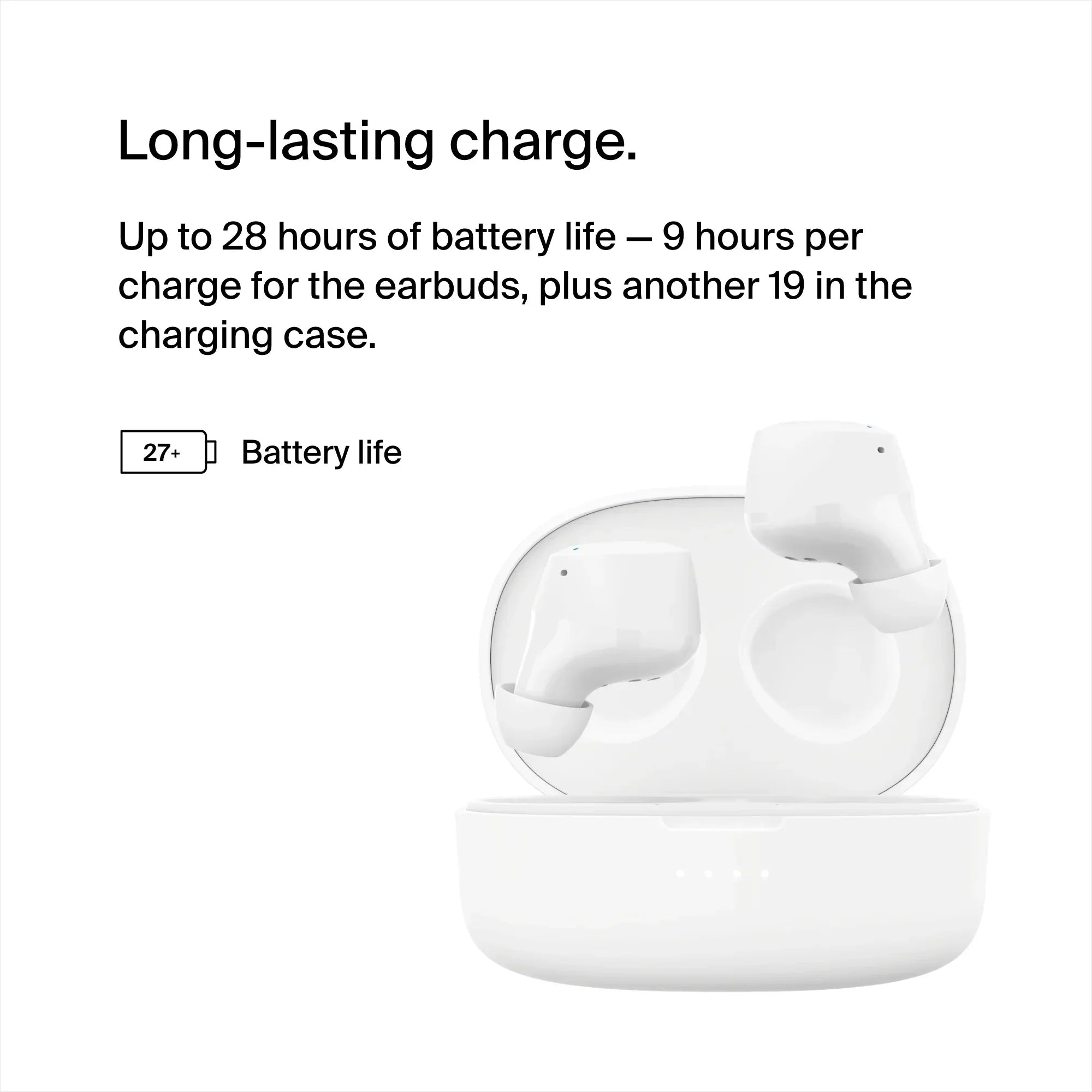 Belkin SoundForm™ Bolt, True Wireless Earbuds, Wireless Charging, IPX5 Sweat and Water Resistant, USB-C, Up to 28 Hours of Battery Life, iPhone, Galaxy, Pixel and More - White