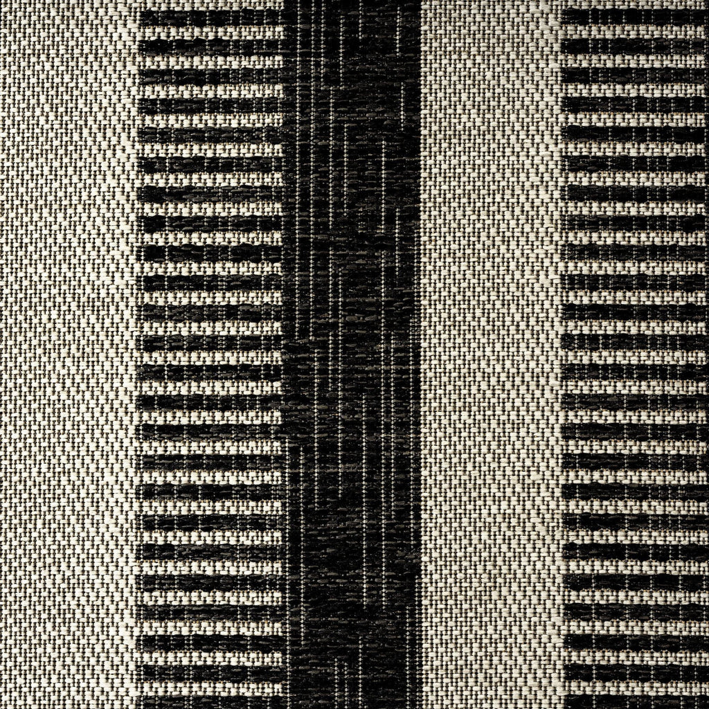 Nicole Miller New York Patio Country Charlotte Modern Striped Indoor/Outdoor Area Rug, Black/Grey, 5'2"x7'2"
