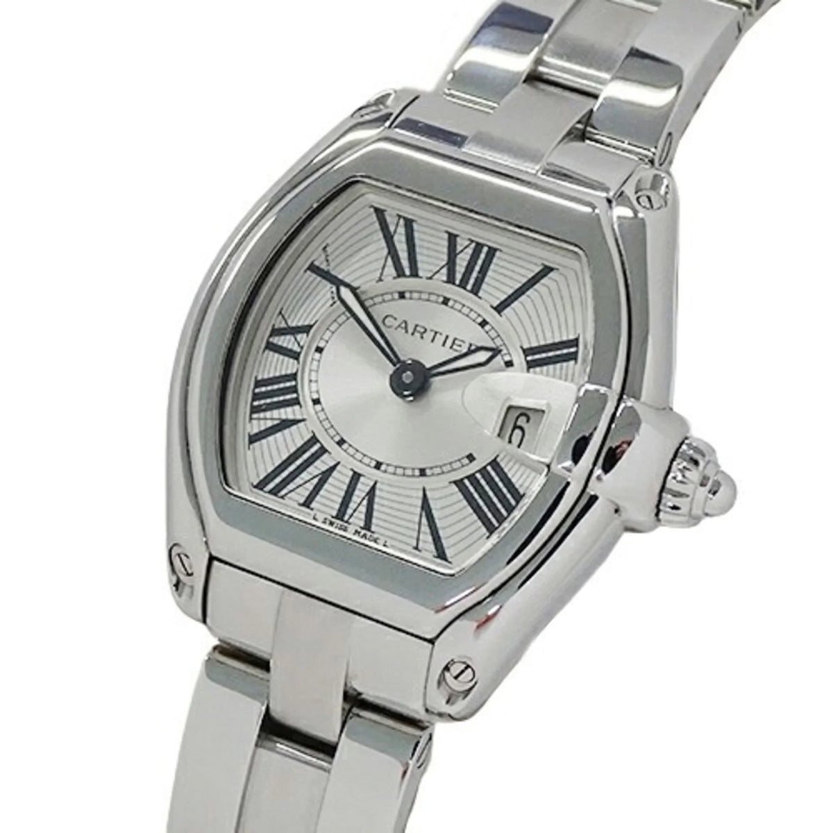 Pre-Owned Cartier Watch Ladies Roadster SM Date Quartz Stainless Steel SS W62016V3 Silver Polished (Fair)