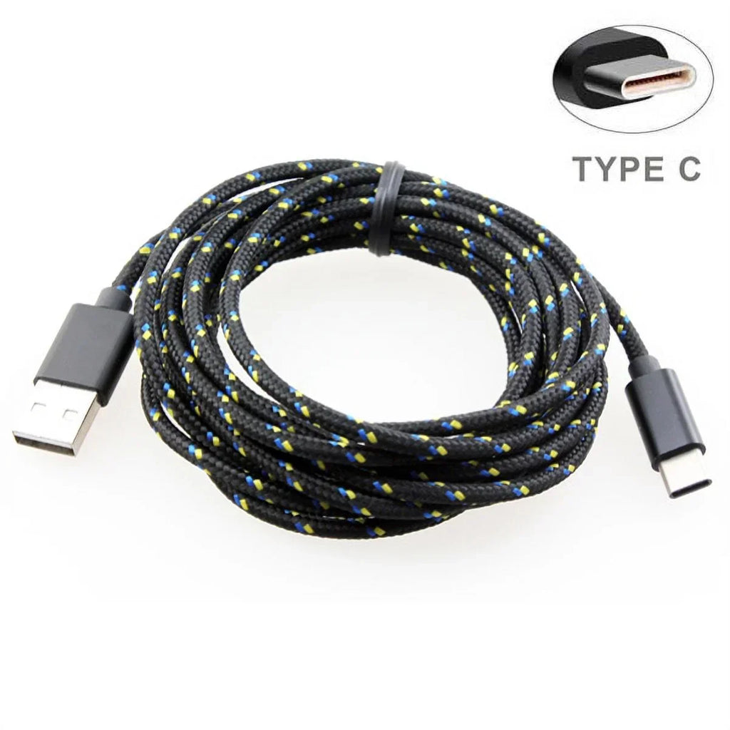 Rugged Durable Canvas Case Holster Metal Belt Clip w Black Durable Braided 10ft Long Type-C Cable Rapid Charger Sync USB Wire Y4P for Nokia 3.1 Plus - OnePlus 5T, 6, 6T, 7 Pro - Razer Phone 2