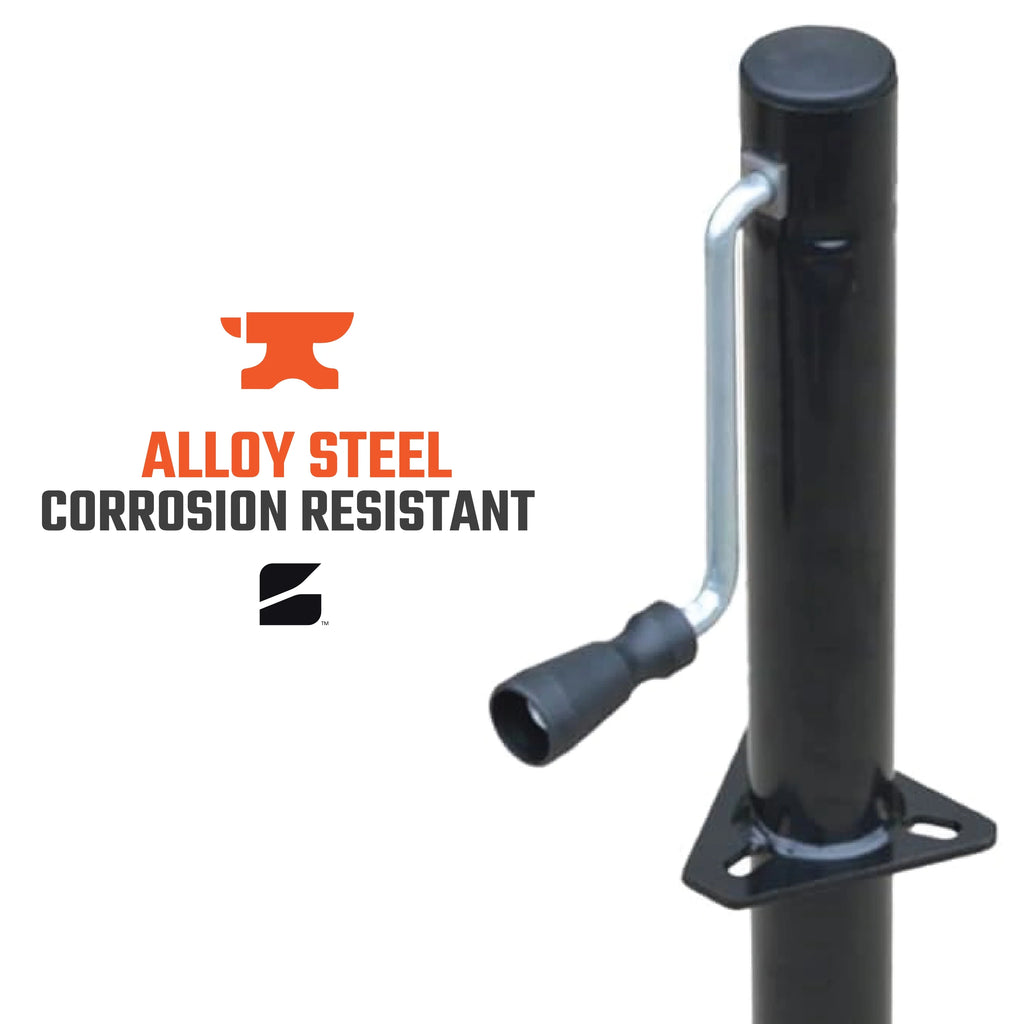 Bastion Distribution Side-Wind Trailer Jack - 5000lb Capacity A-Frame, 14 4/5" Travel, Powder Coated - Part Number BJ-5000SW-1