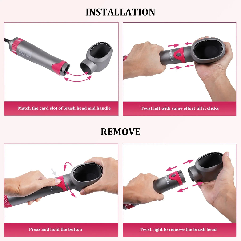 NEXPURE 5 in 1 Multifunctional Hair Dryer Styling Tool, Detachable Salon 5-in-1 Multi-Head Hot Air Comb,Negative Ion Automatic Suction Hair Curler for Women