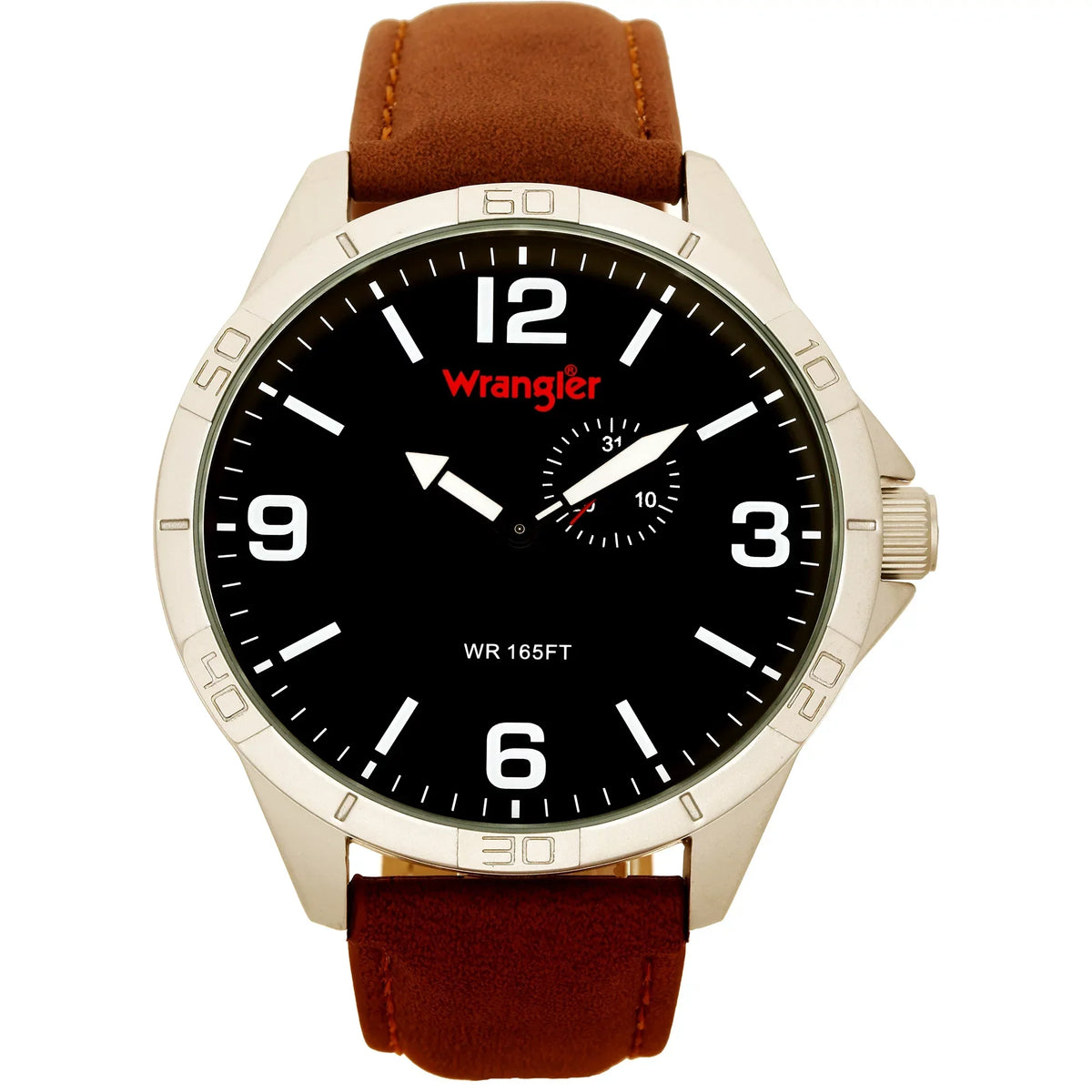 Wrangler 48mm Black Dial, Brown Strap Watch