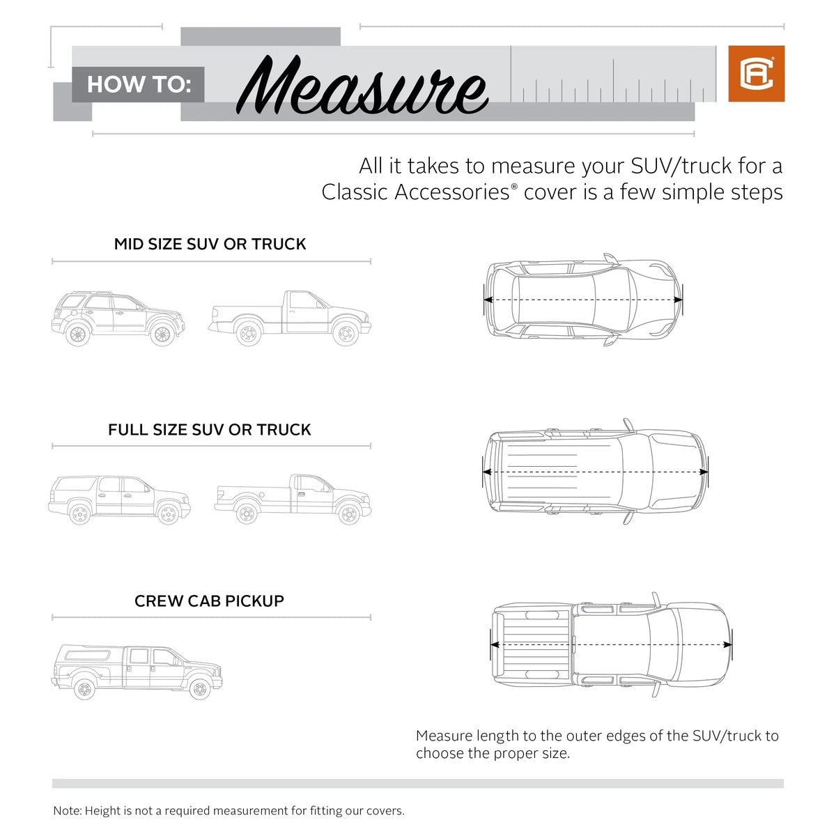 Classic Accessories OverDrive PolyPRO™ 3 Heavy-Duty Car Cover - Compact SUV or Truck Cover, Up to 187"L, Charcoal