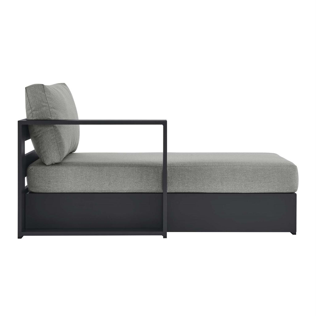 Modway Tahoe Outdoor Patio Powder-Coated Aluminum Modular Left-Facing Chaise Lounge in Gray Gray