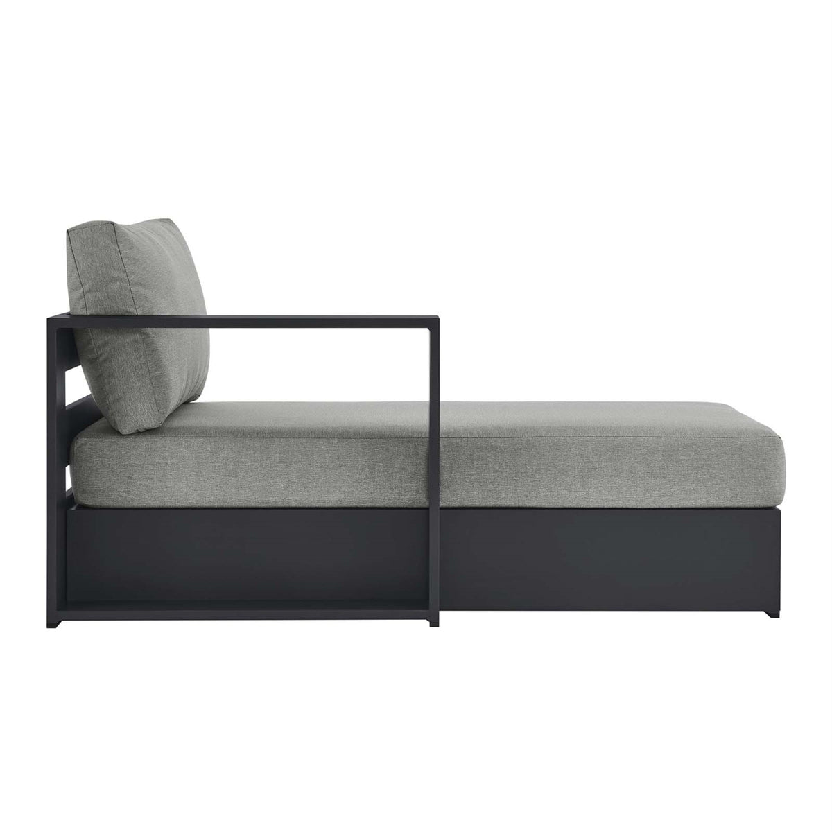 Modway Tahoe Outdoor Patio Powder-Coated Aluminum Modular Left-Facing Chaise Lounge in Gray Gray