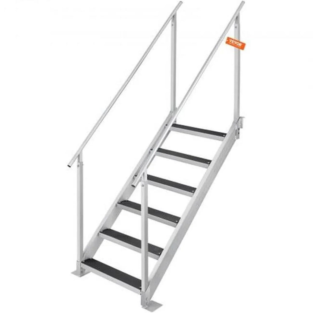 Vevor  500 lbs Load Aluminum Alloy 6-Steps Pontoon Boat Dock Ladder with 43 to 51 in. Adjustable Height