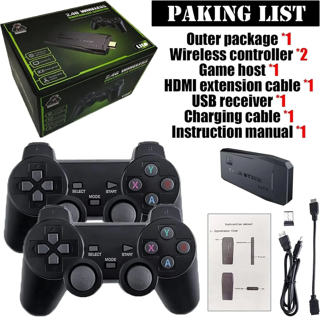 Nostalgia Stick Game - Ultimate Retro Game Console : 20000+ Games , 9 Classic Emulators, 4K Output, Dual 2.4G Wireless Controller,High Sensitivity.