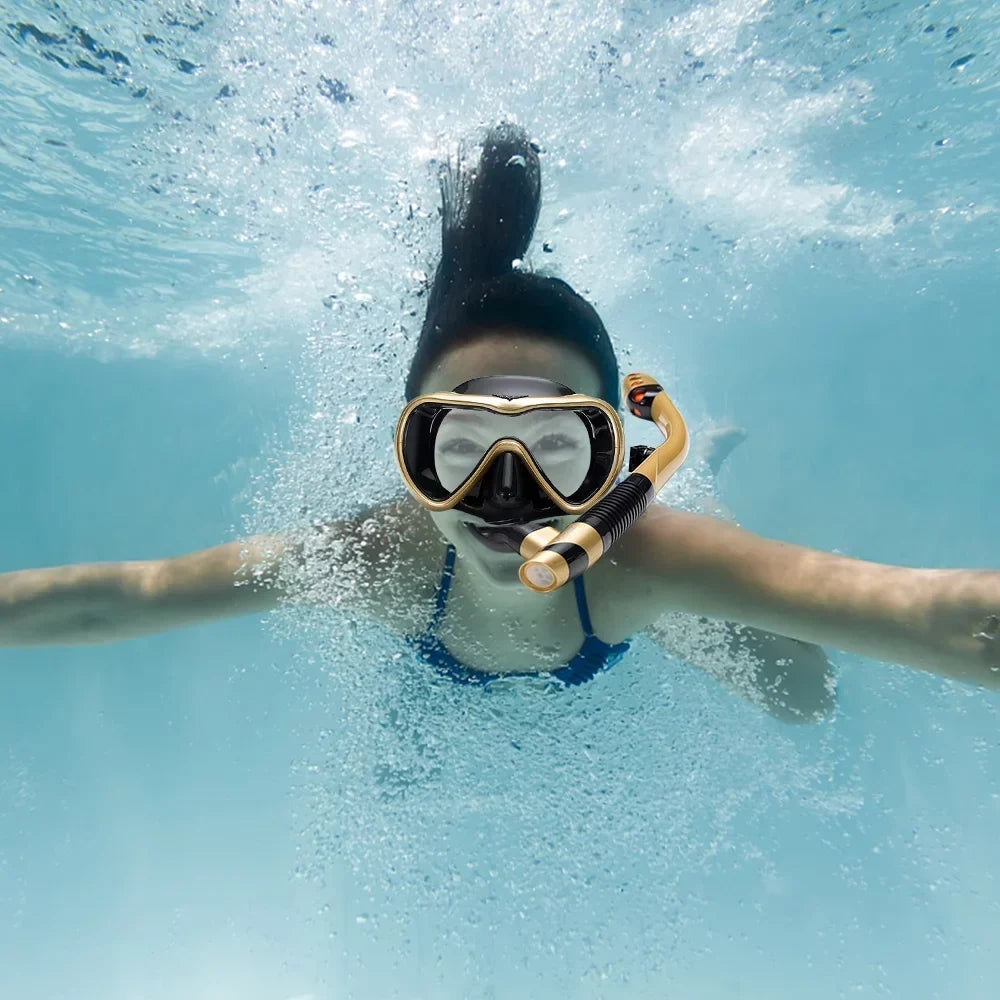 Andoer Swim and Dive with Confidence Leakproof Snorkel Set with Fog-Free Goggles and  Snorkel Tube