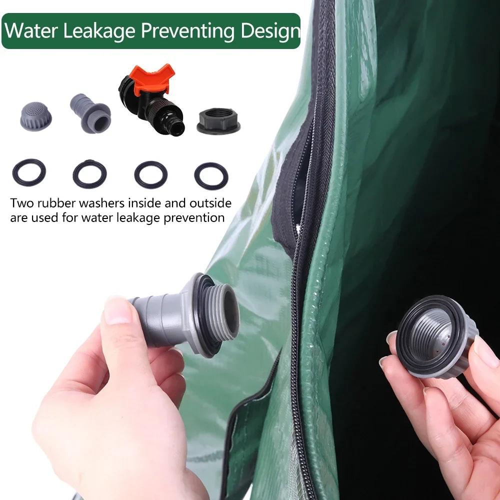 UBesGoo 100 Gallon Collapsible Rain Barrel, Portable Water Storage Tank, Rainwater Collection System Downspout