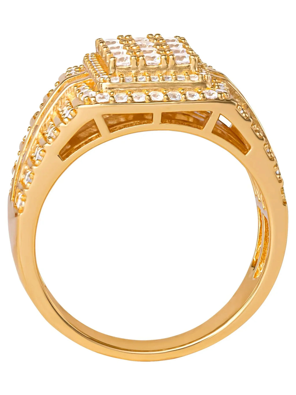 Shaquille O'Neal Men's Simulated Diamond Yellow Gold Plated Sterling Silver Ring, Size 10