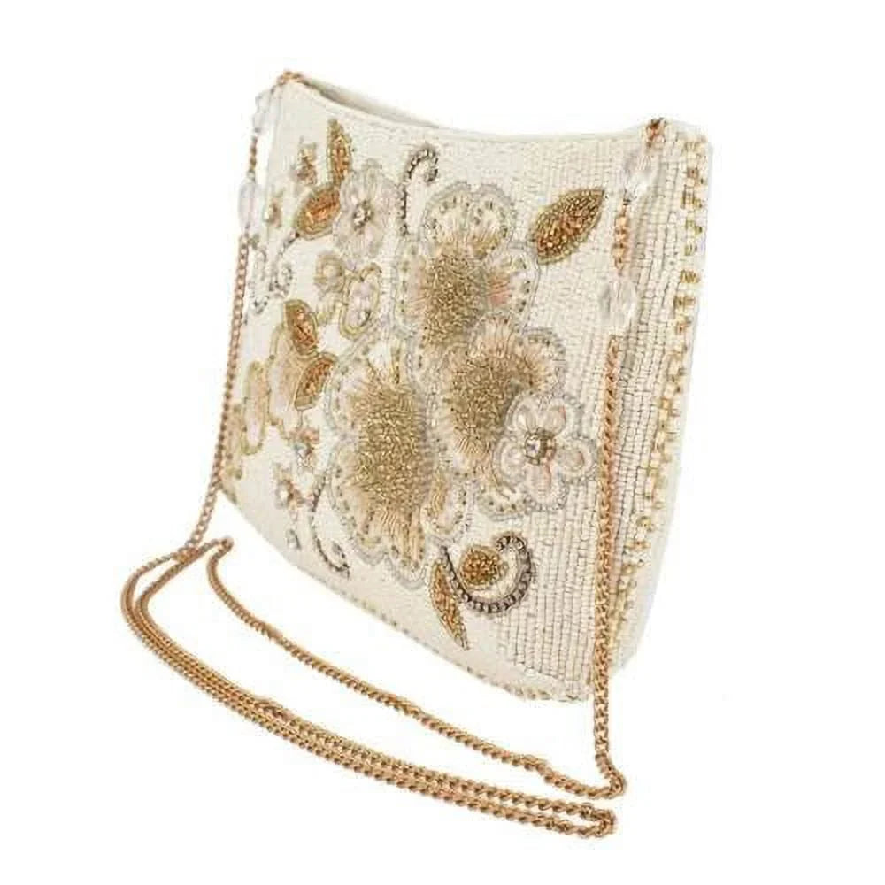 Mary Frances Radiance Crossbody Bridal Clutch Beaded White Bride Handbag Bag NEW