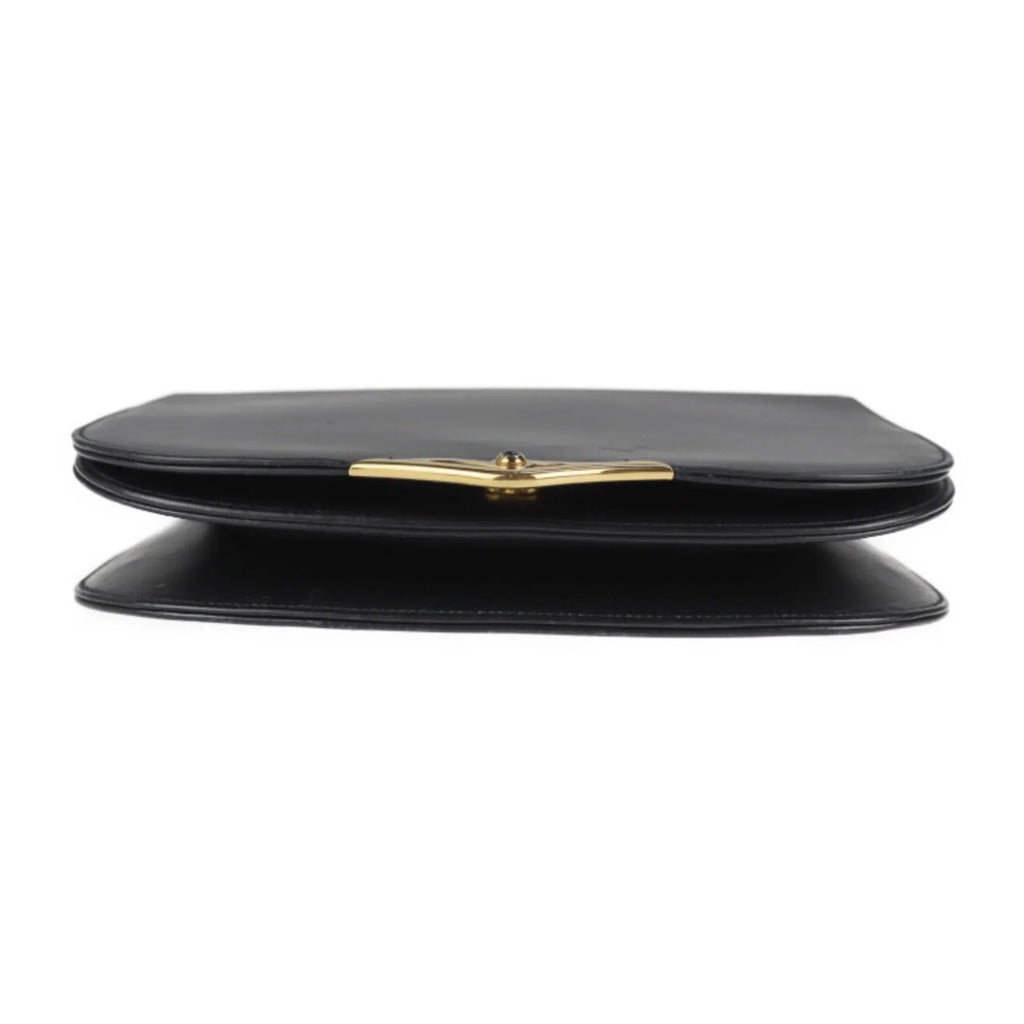 Pre-Owned CARTIER Cartier sapphire line shoulder bag calf leather dark navy 2WAY clutch (Good)