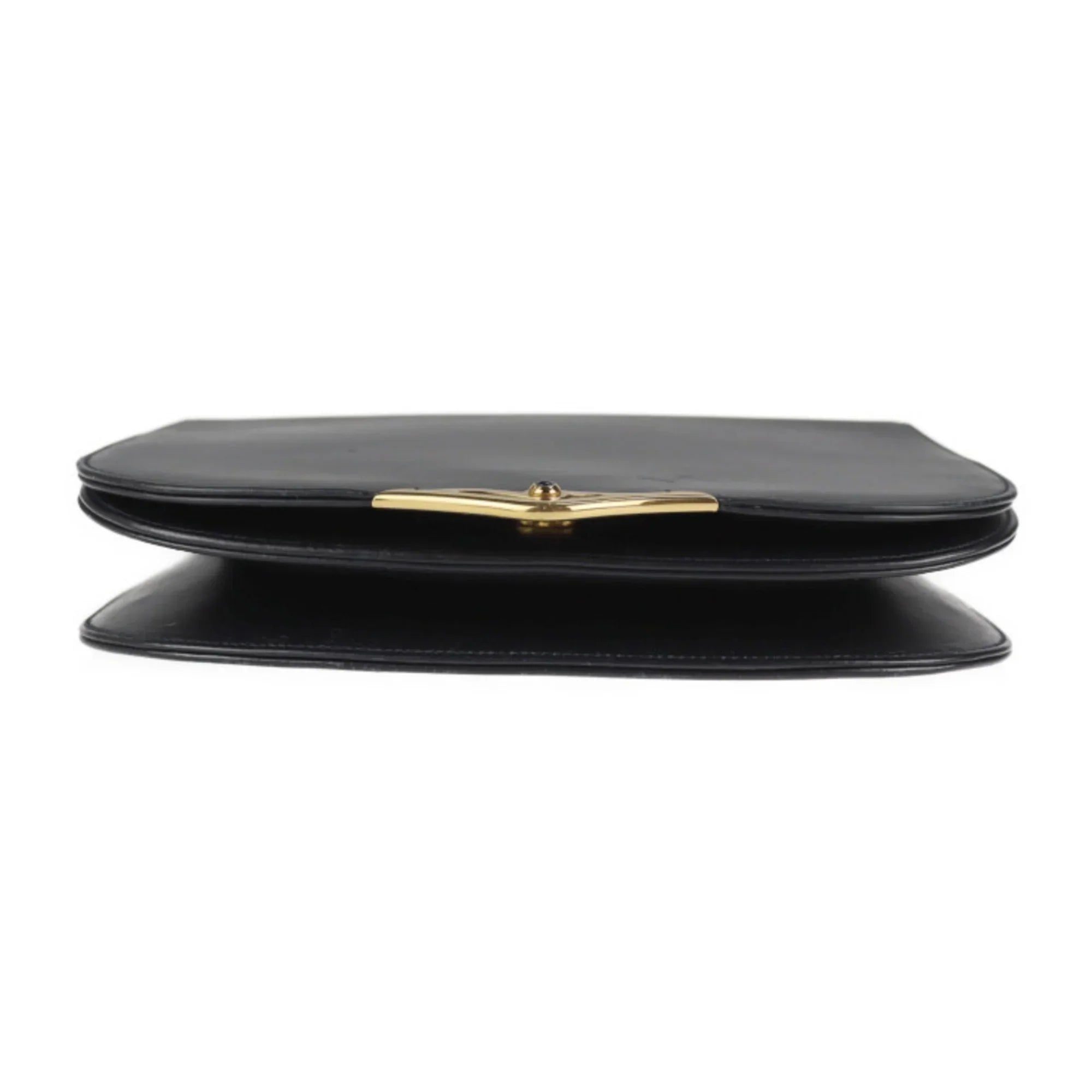 Pre-Owned CARTIER Cartier sapphire line shoulder bag calf leather dark navy 2WAY clutch (Good)