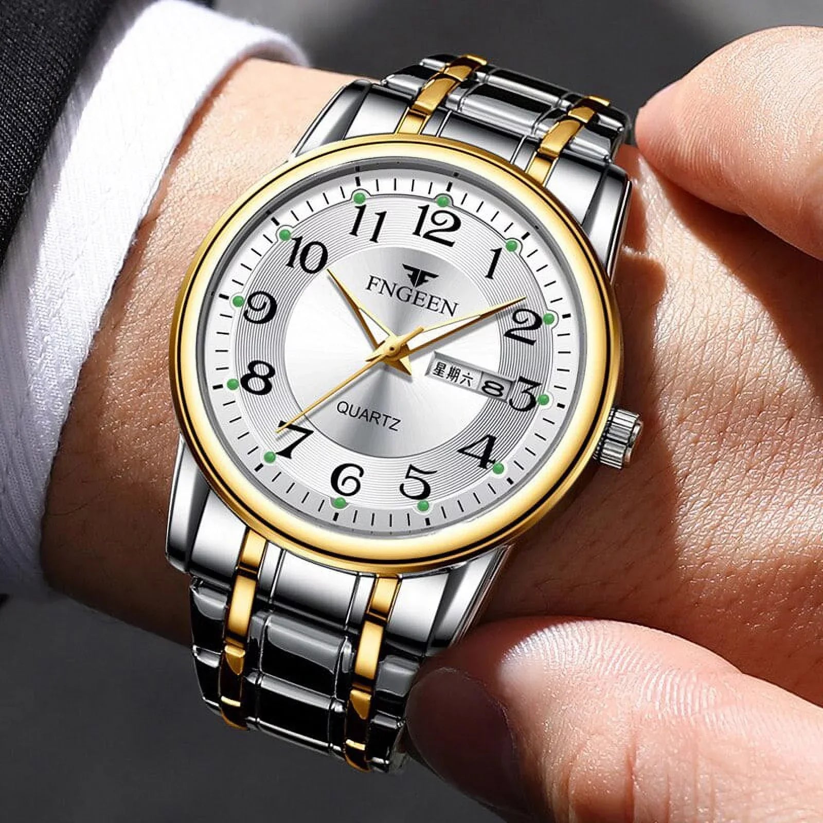 FNGEEN Men Watch Top Luxury Brand Quartz Mens Watches Sport Wristwatch Man Stainless Steel Luminous Hands Relogio Masculino