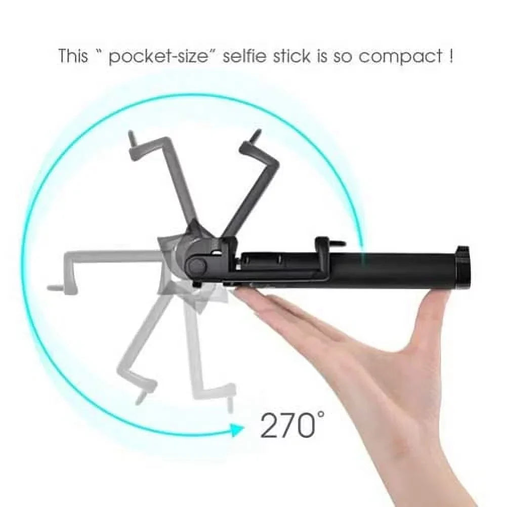 Compact Monopod Selfie Stick for Samsung Galaxy Sol S9+ S9, S8+, S8 active, S7 Edge Active S6 Edge+ Edge, Active S5 Sport (SM-G860P) Mini, Active, Prevail LTE On5 Note8 Note Edge 5 4 3