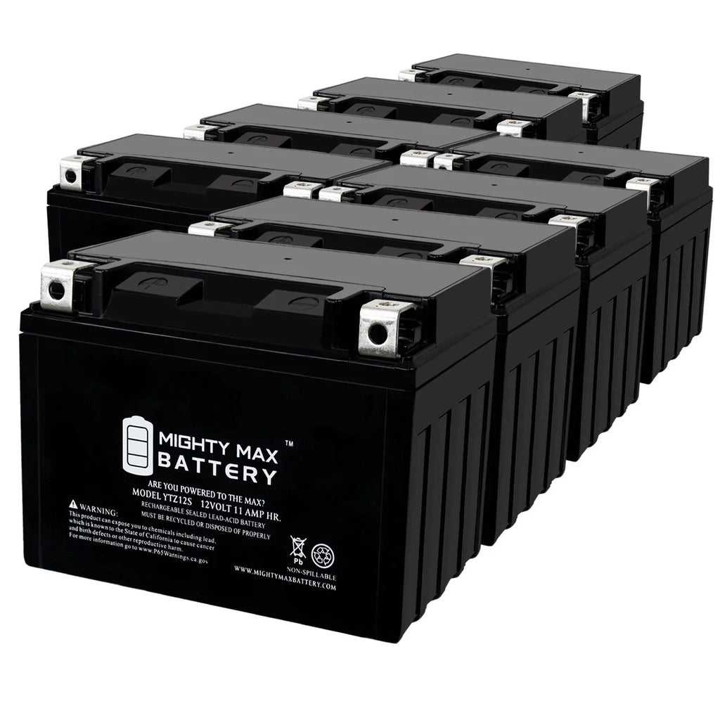 YTZ12S 12V 11Ah Replacement Battery compatible with Yamaha 5SE-H2100-01-00 - 8 Pack